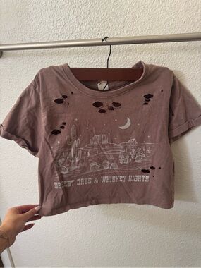 Vibe Mauve Desert Graphic Crop Tee - Kids